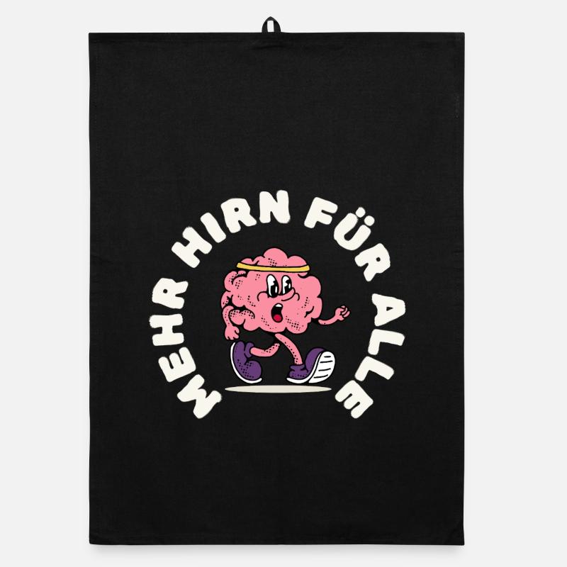 Running Brain with Headband - Organic dish towel - black