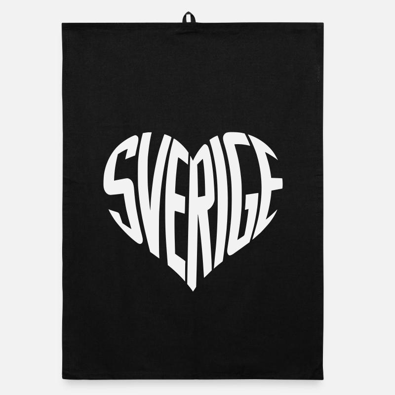 Suède, Typographie du cœur de Sverige Torchon bio