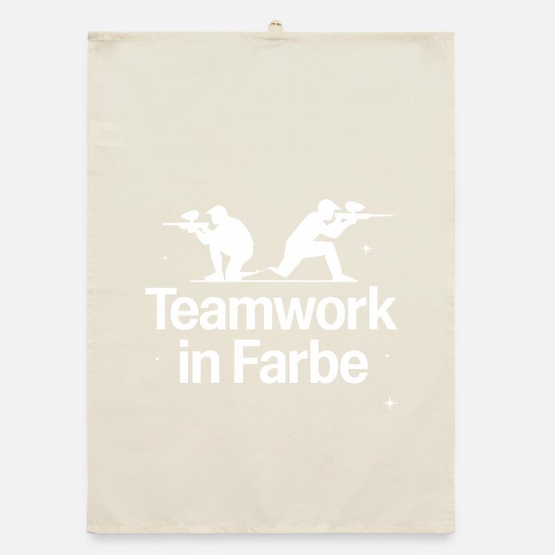 Travail d’équipe dans l’équipe de paintball en couleur pour s’amuser Torchon bio