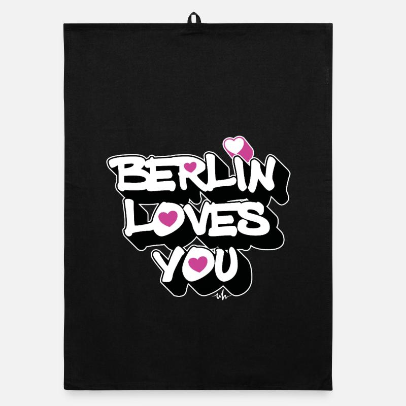 Berlin Loves You Heart 3D Organic dish towel