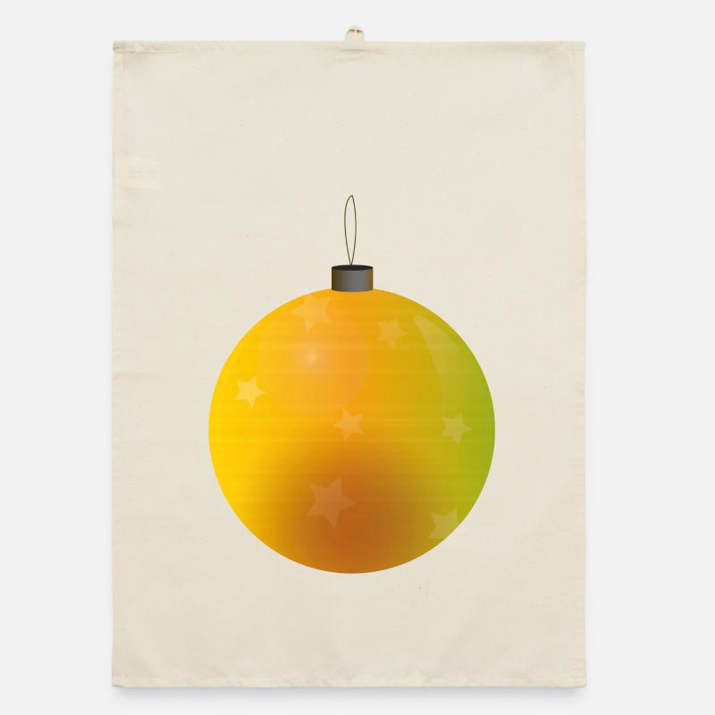 gelbliche Weihnachtskugel mit Sternen Organic Geschirrtuch