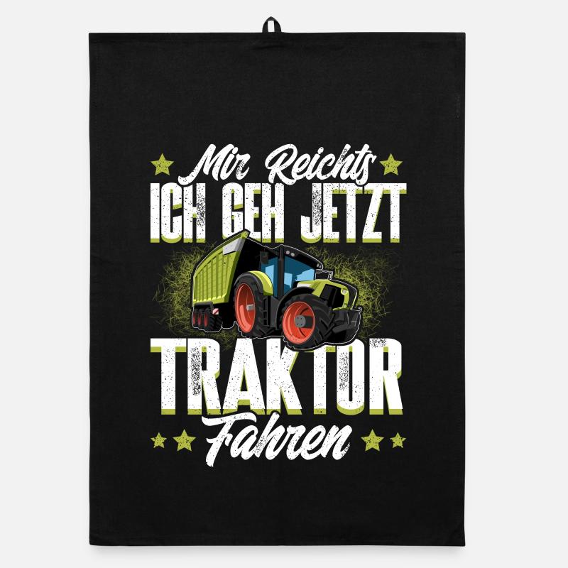 Landwirt Traktor - Organic Geschirrtuch - Schwarz