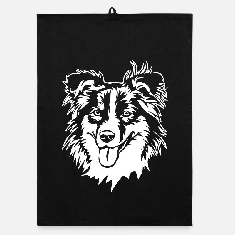 Australian Shepherd Head "Black Edition" Organic dish towel