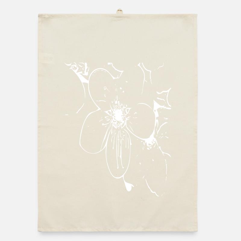 Abstract Flower / Line / Pattern / Nature / White Organic dish towel