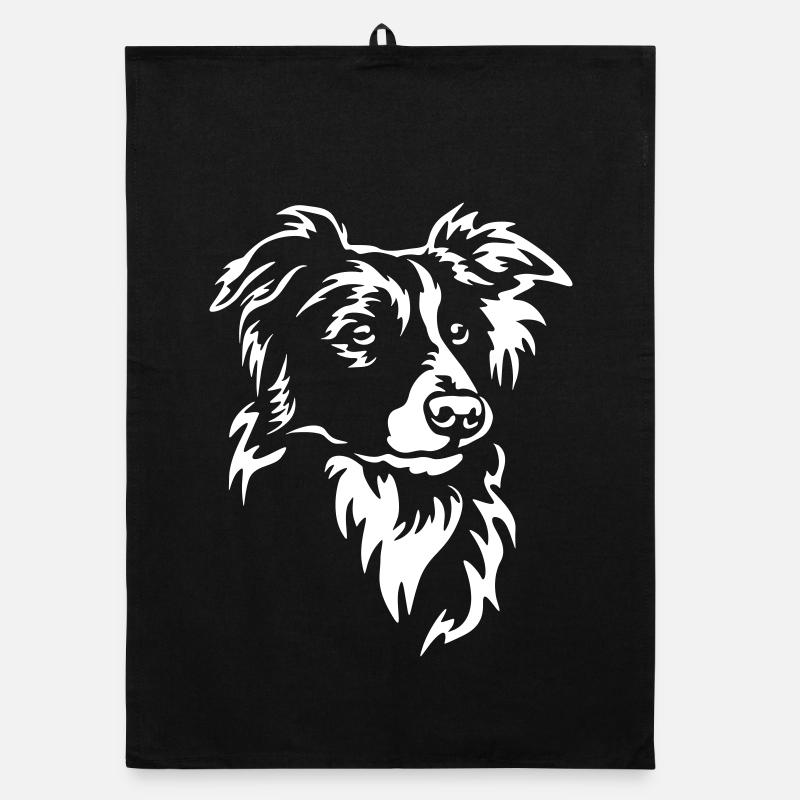Border Collie Head « Black Edition » Torchon bio