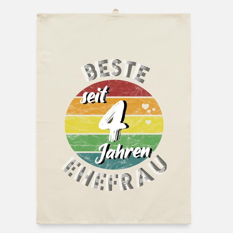beste Ehefrau seit 4 Jahren 4. Hochzeitstag retro Organic Geschirrtuch
