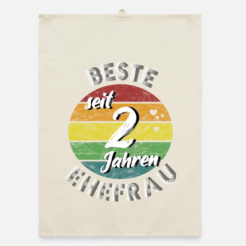 beste Ehefrau seit 2 Jahren 2. Hochzeitstag retro Organic Geschirrtuch