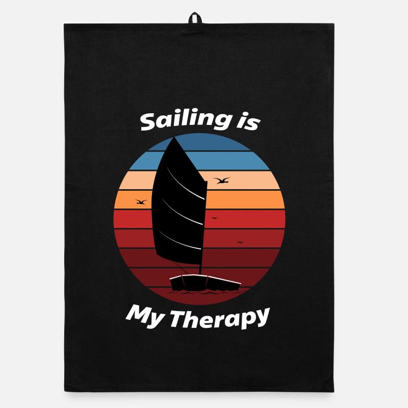 Sailing is my Therapy | Sailing T-Shirt Design Organic Geschirrtuch