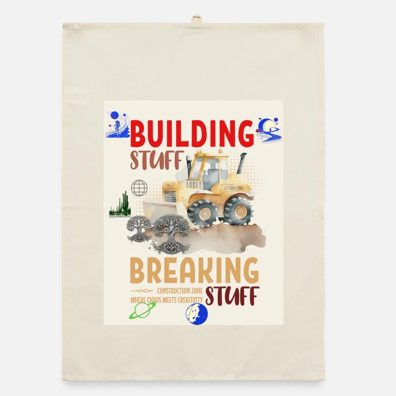 Construction Fun with Earth Tones Organic dish towel