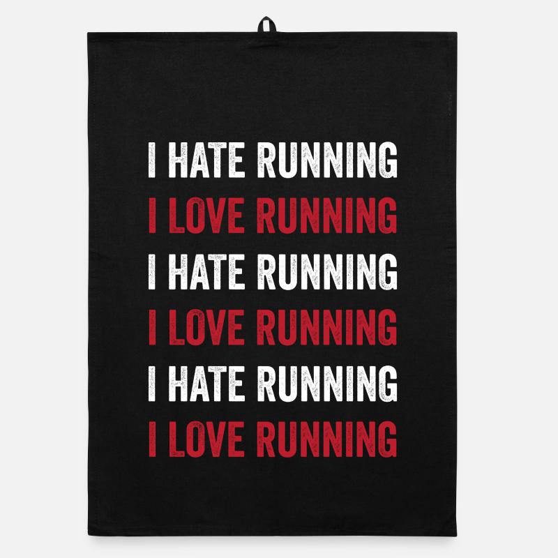 I Love Running - I Hate Running Organic dish towel