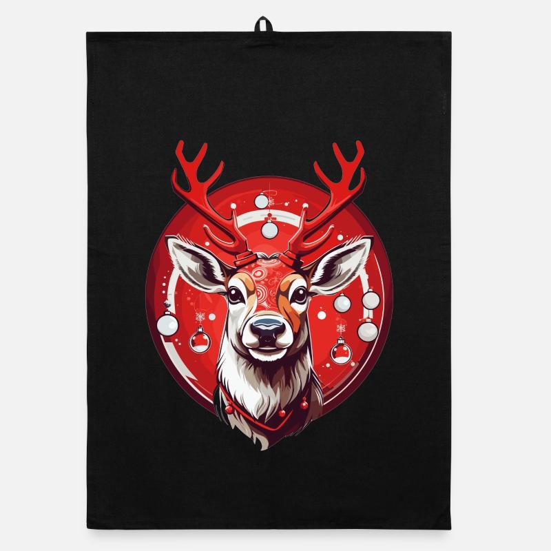 Rentier mit Weihnachtskugeln Organic Geschirrtuch