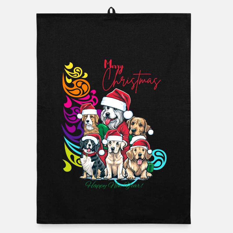 Conception festive de Noël Dog Squad Torchon bio