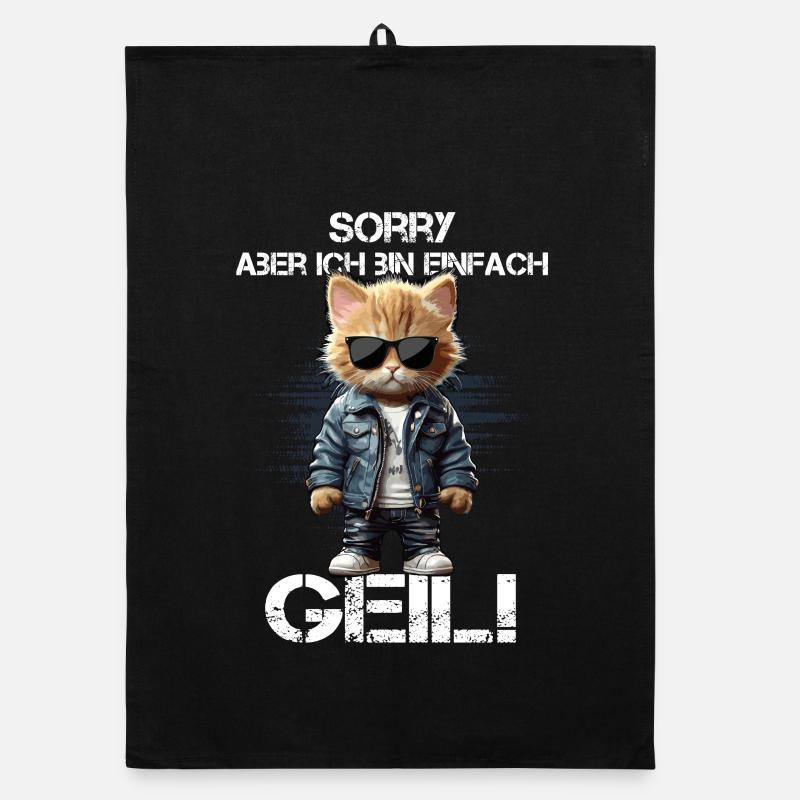 Katzenheld in Lederjacke & Sonnenbrille Organic Geschirrtuch