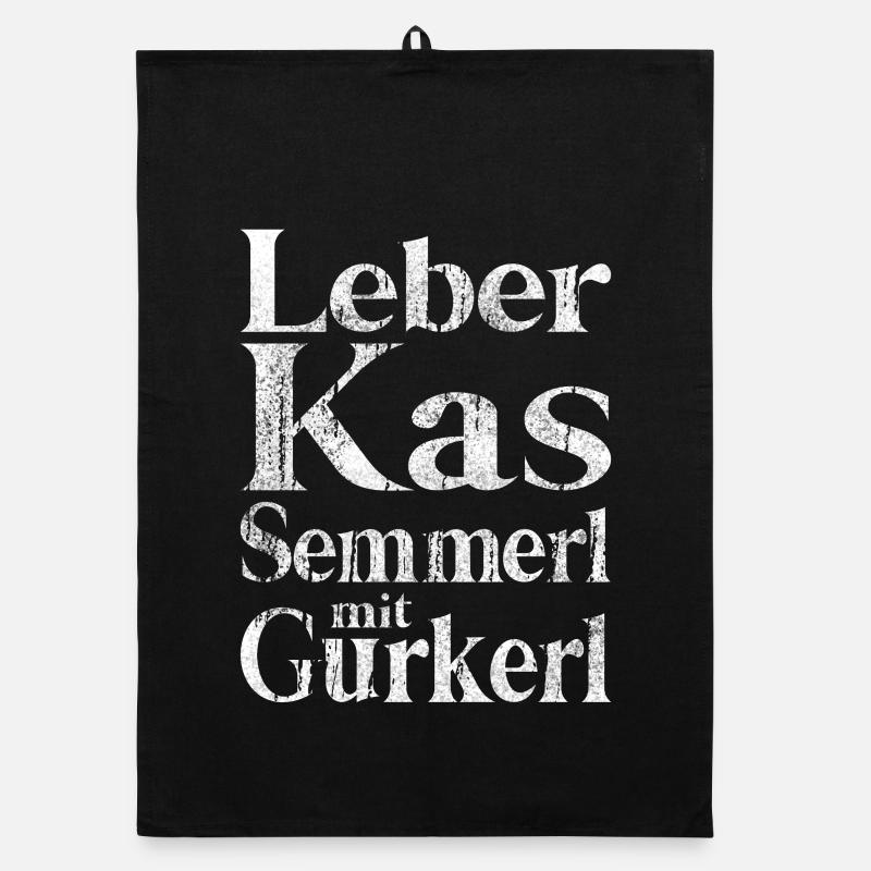 Leberkäs Semmerl with gherkins – dialect Organic dish towel