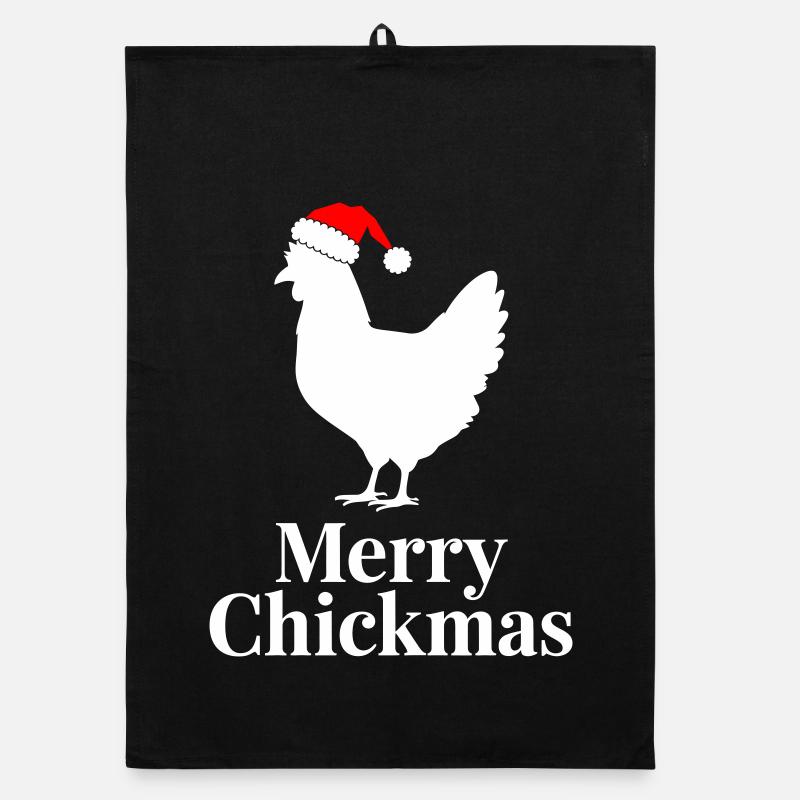 Merry Chickmas Funny Christmas Chicken Organic dish towel