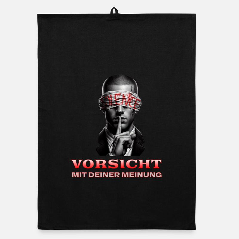 Vorsicht, Subtile Botschaft mit Augenbinde - Organic Geschirrtuch - Schwarz