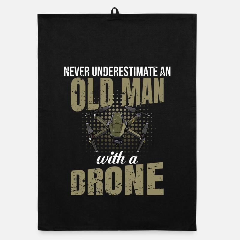 Old Man with a Drone Drone Saying Organic dish towel