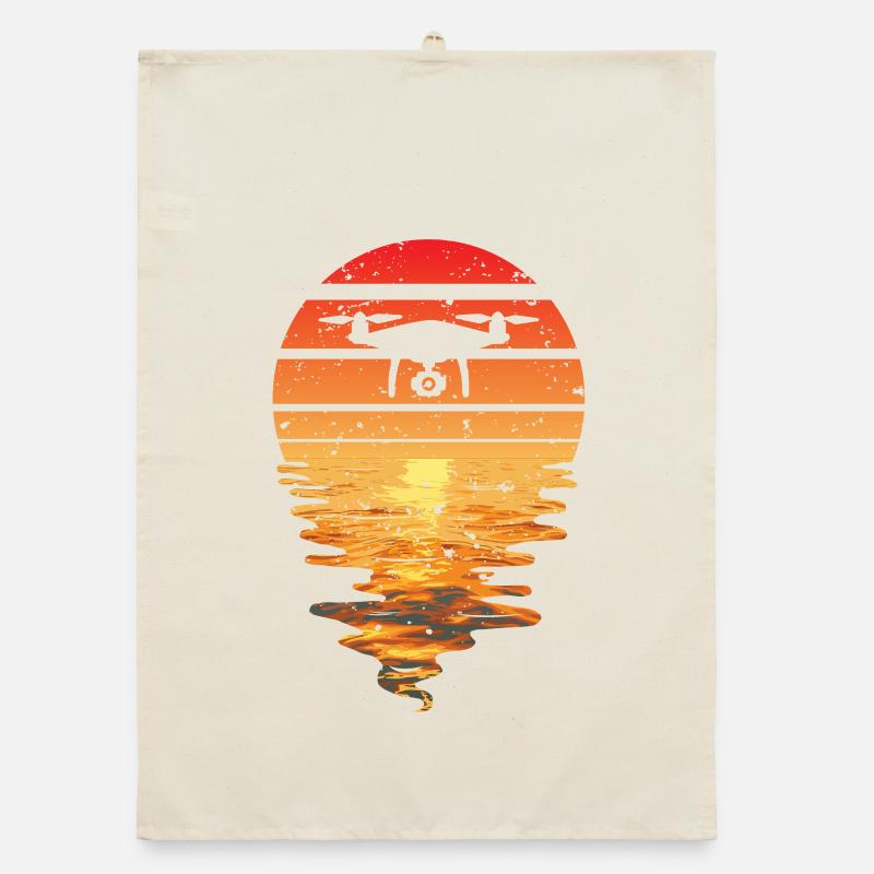 Drone Sunset Rétro Torchon bio