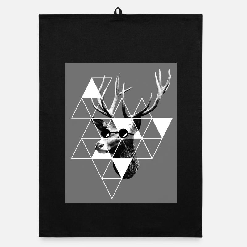 Deer Head - Deer - Hipster Organic dish towel