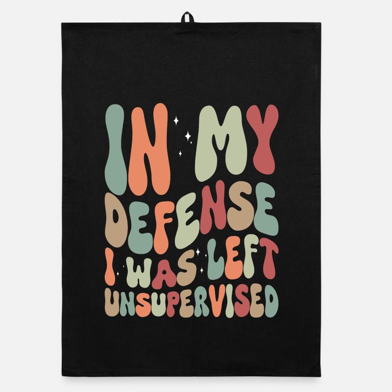 In my Defense I was left unsupervised - Organic Geschirrtuch - Schwarz