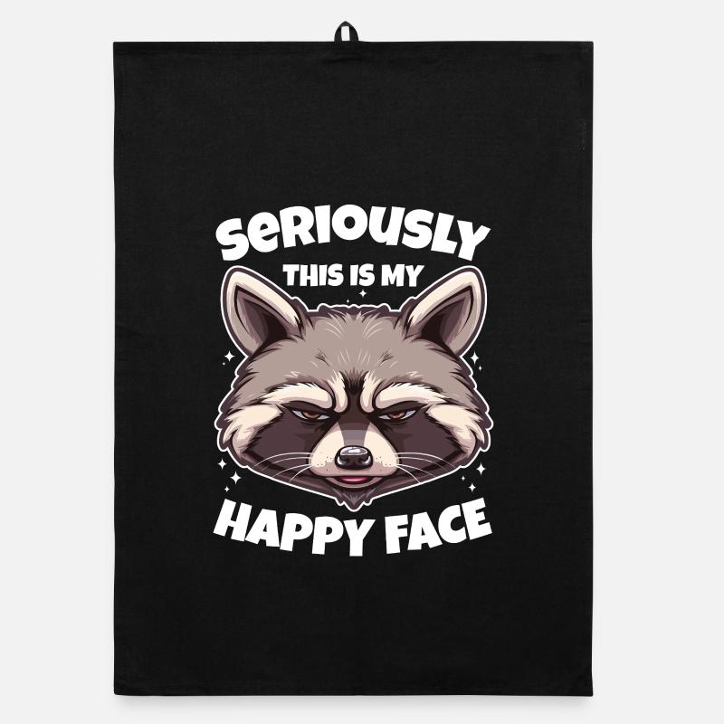 Waschbär this is my happy face lustig Organic Geschirrtuch