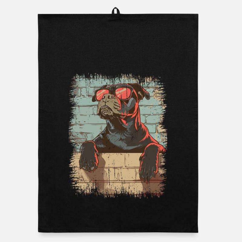 Cool dog with sunglasses Organic dish towel