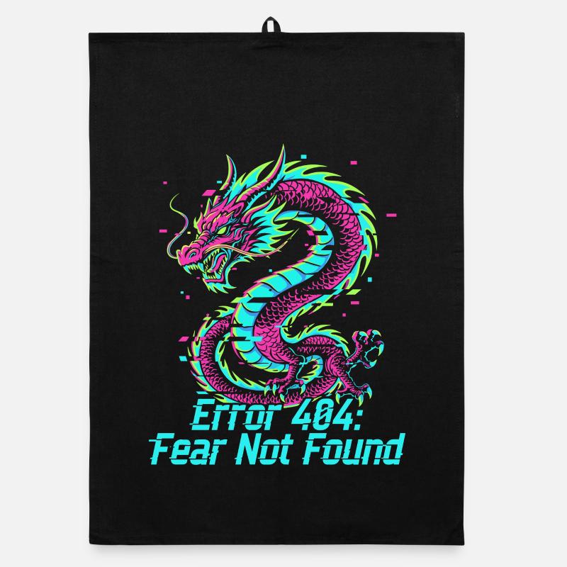 Drache Neon 404 Glitch Organic Geschirrtuch