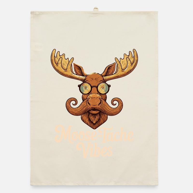 Humor Tier Elch Witz Schnurrbart Organic Geschirrtuch