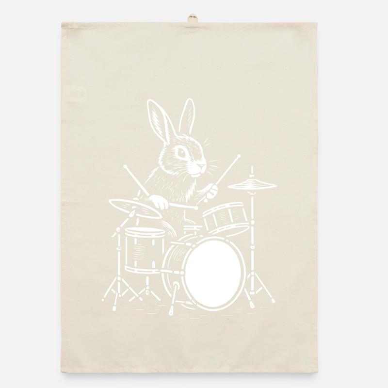 Rhythm Rabbit Drummer Organic dish towel