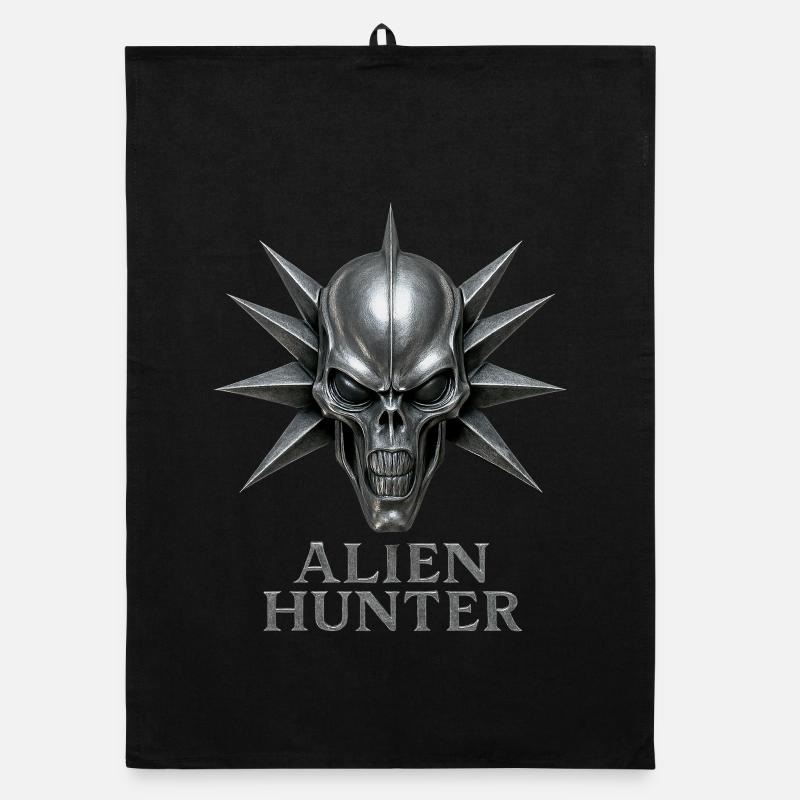 Alien Hunter Schädel-Emblem Organic Geschirrtuch