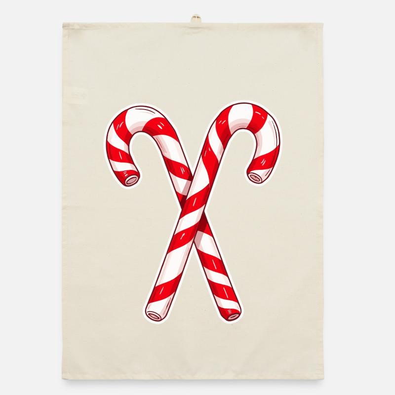 Crossed Candy Cane Duo Organic dish towel
