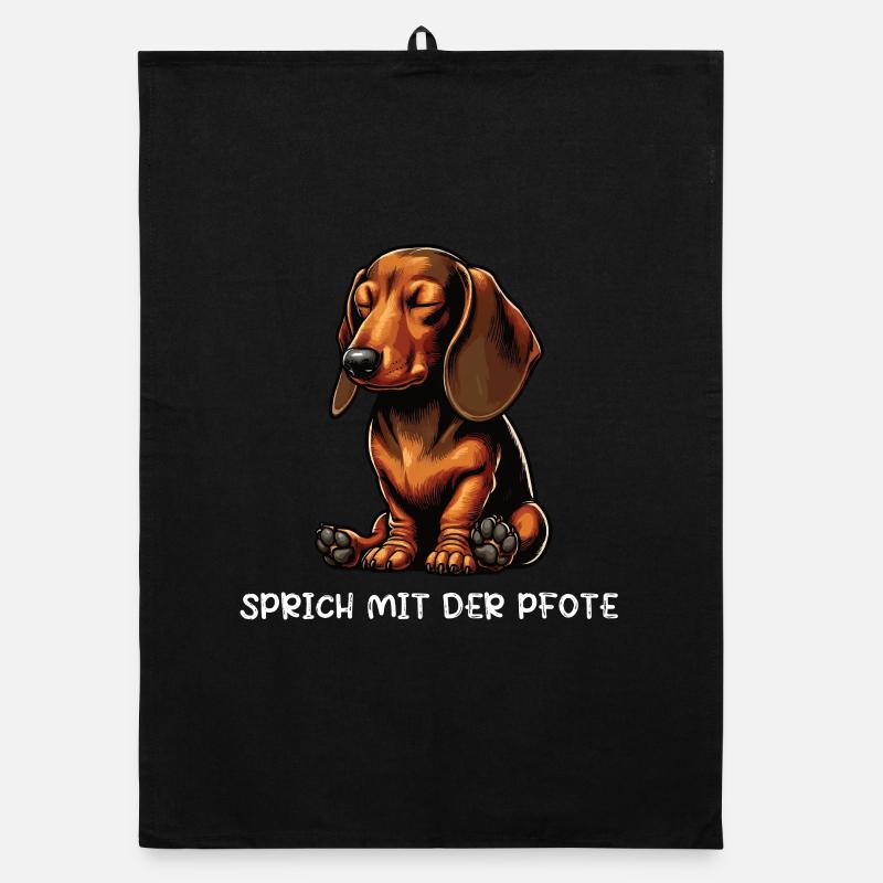 Sprich mit der Pfote Dackel Dackelbesitzer Teckel - Organic Geschirrtuch - Schwarz