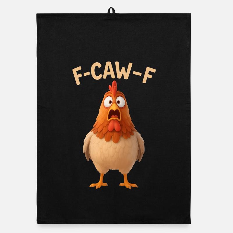 F-CAW-F Chicken - Funny Word Game - Chicken Meme Organic dish towel