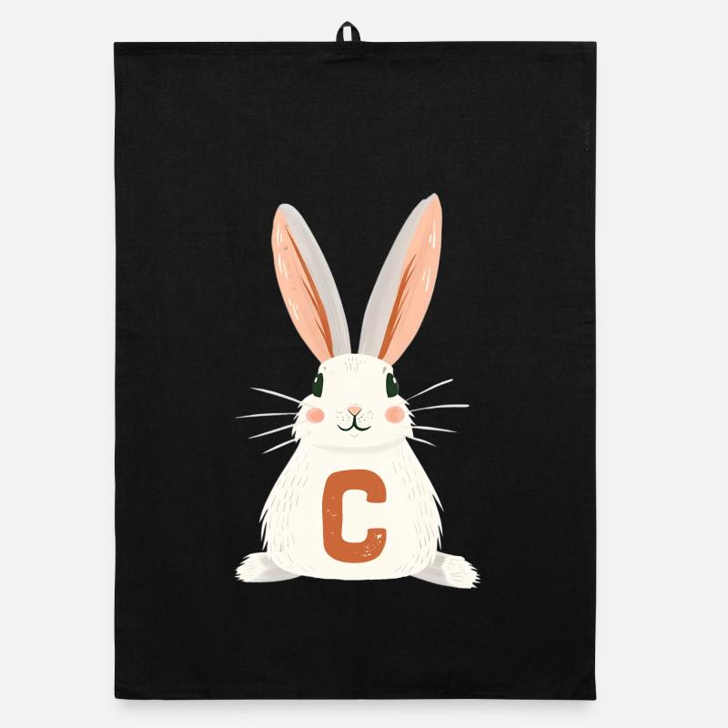 C -Buchstabe - Hase - Personalisierbar Organic Geschirrtuch