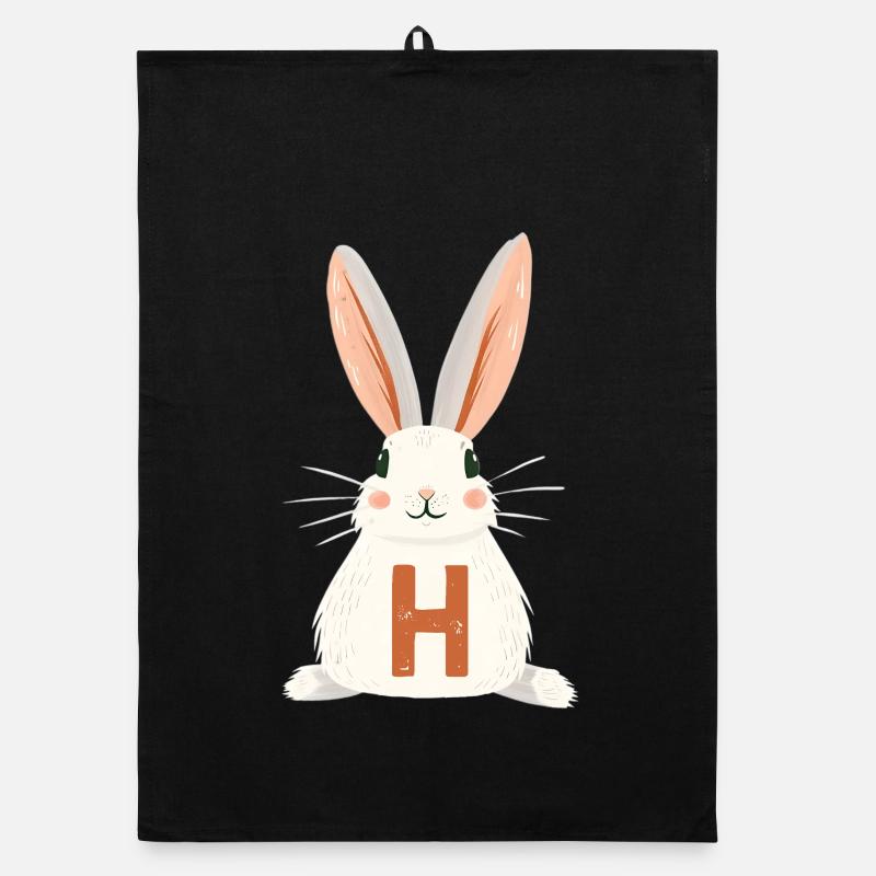 H -Buchstabe - Hase - Personalisierbar Organic Geschirrtuch