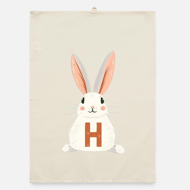H Letter - Bunny - Customizable Organic dish towel