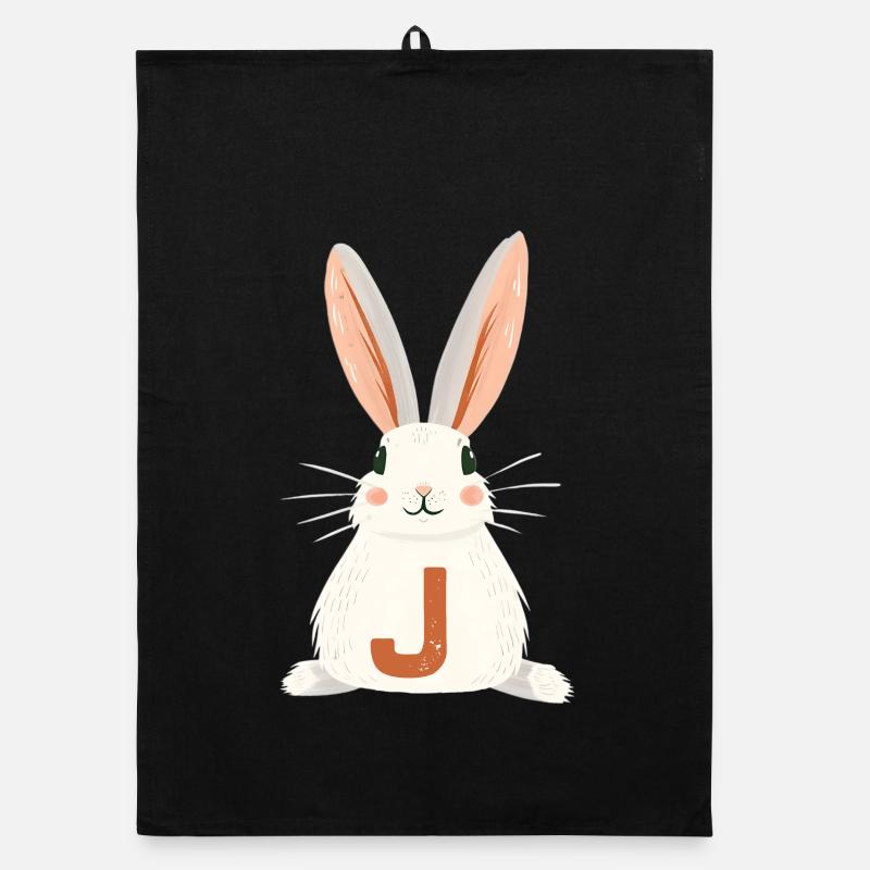 J -Buchstabe - Hase - Personalisierbar Organic Geschirrtuch