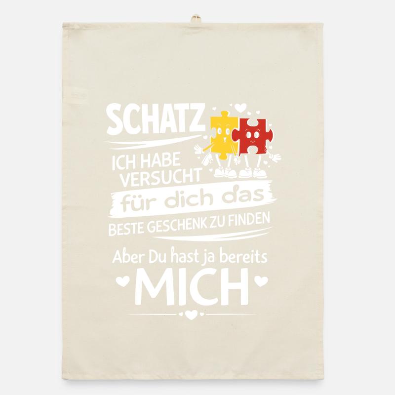 Schatz Geschenk Spruch Puzzleherz Organic Geschirrtuch