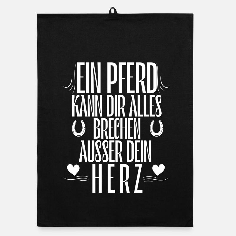 Ein Pferd kann dir alles brechen außer dein Herz - Organic Geschirrtuch - Schwarz