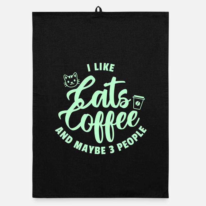 Katzen Kaffee Trio Spruch Organic Geschirrtuch