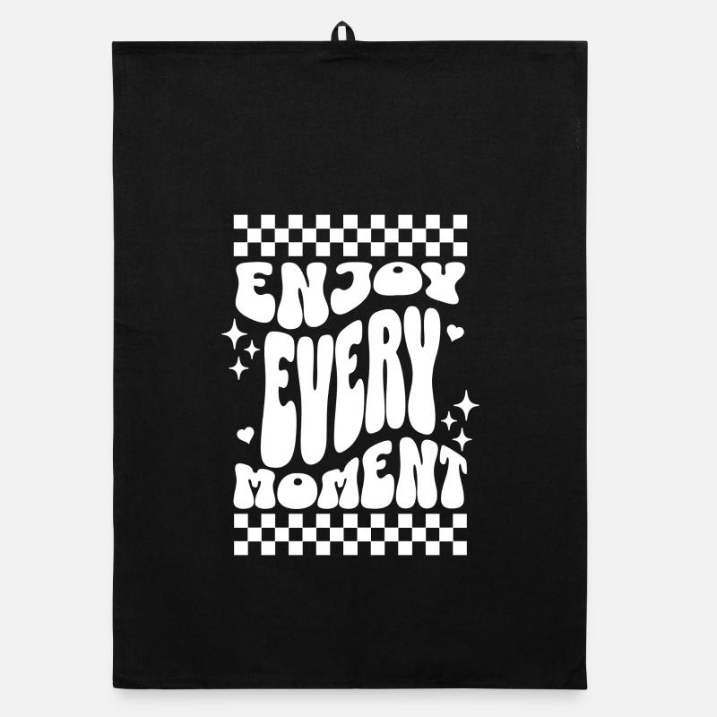 Profitez de chaque instant Typographie rétro - Torchon bio - noir