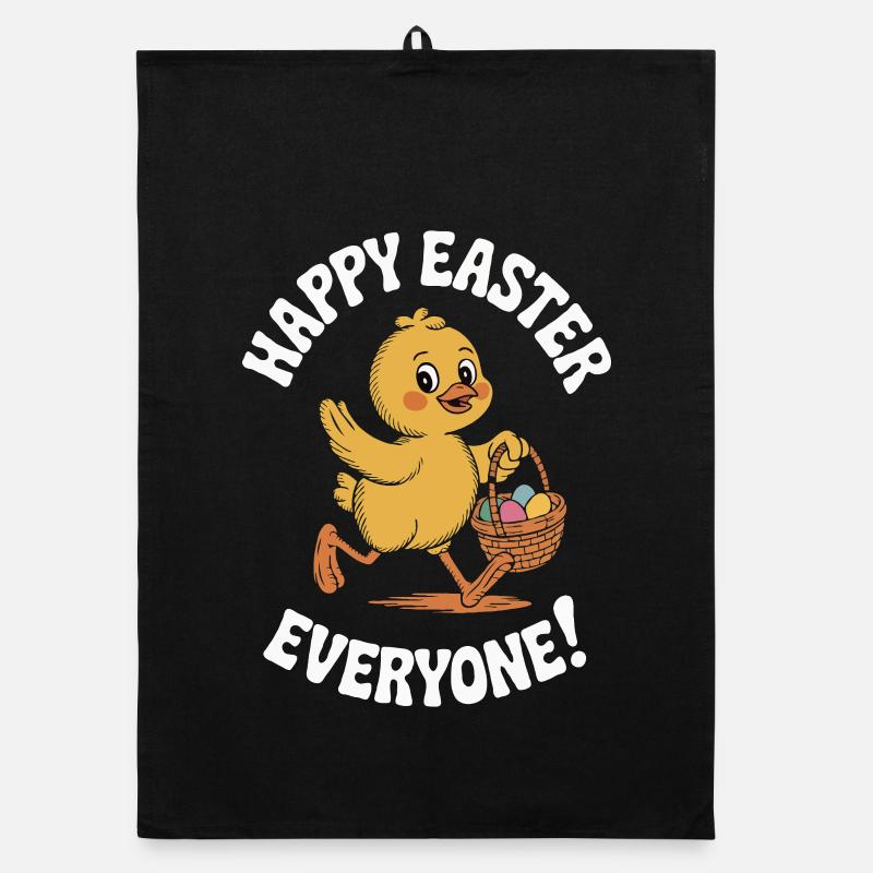 Happy Easter Everyone Frohe Ostern Vintage - Organic Geschirrtuch - Schwarz