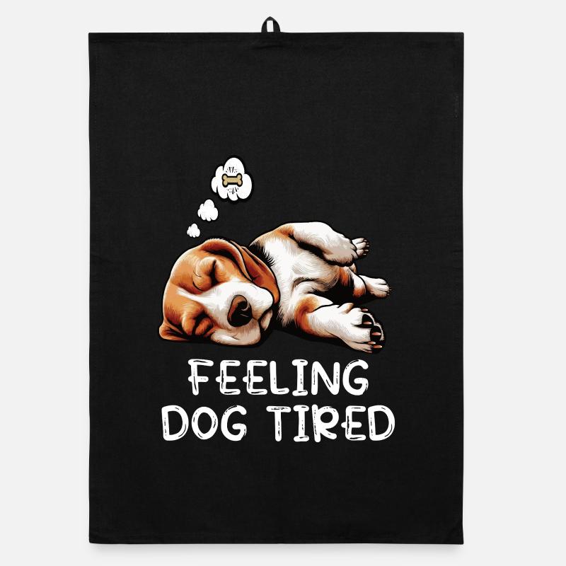 Feeling Dog Tired Beagle Beaglebesitzer Beaglehund Organic Geschirrtuch