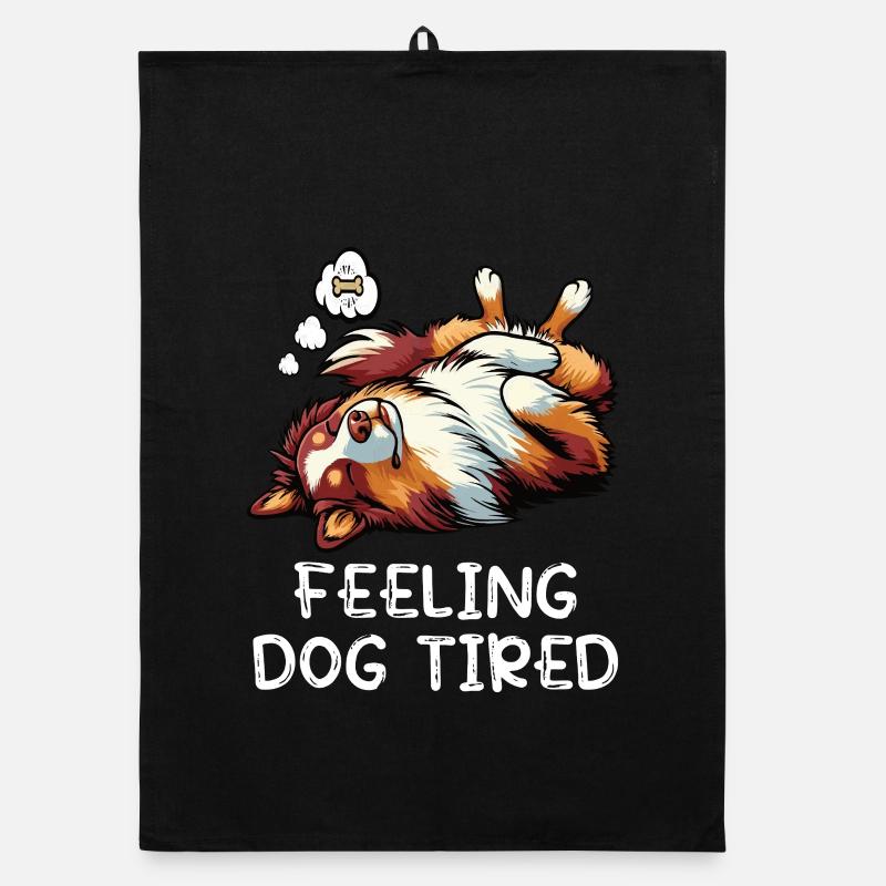 Feeling Dog Tired Australian Shepherd Aussiehalter Organic Geschirrtuch