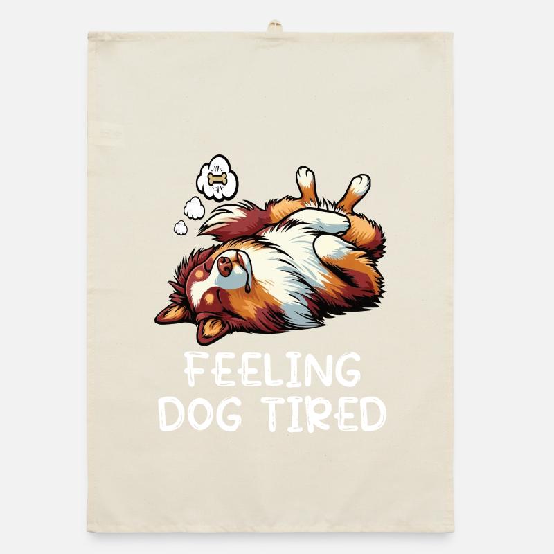 Feeling Dog Tired Australian Shepherd Aussiehalter Organic Geschirrtuch