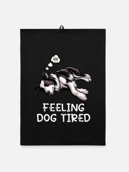 Propriétaire de Border Collie Collie fatigué - Torchon bio - noir - Devant