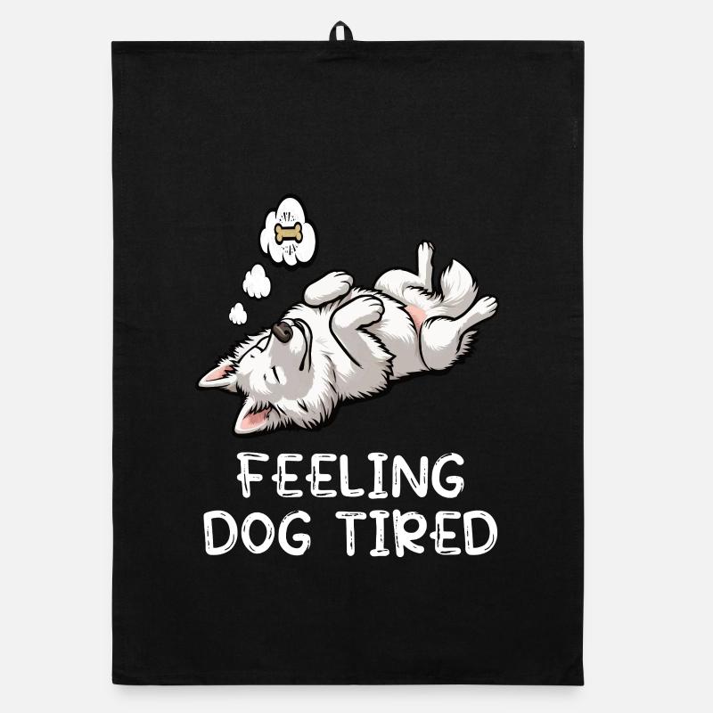 Chien blanc épuisé Torchon bio