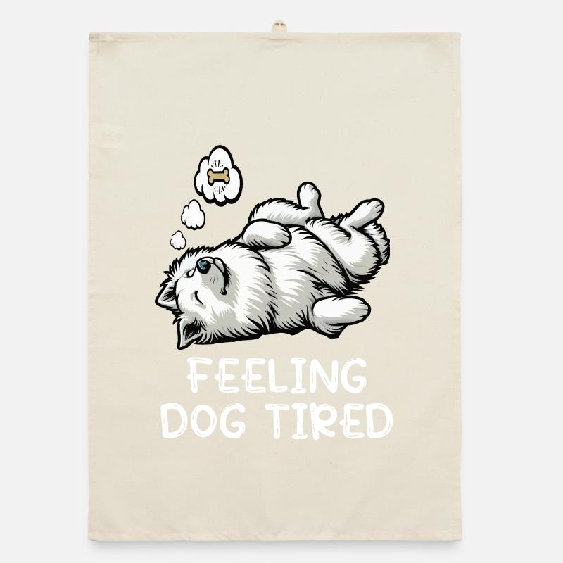 Feeling Dog Tired White Shepherd Dog Organic dish towel