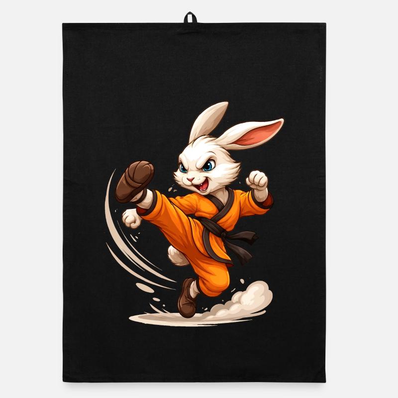 Hase Kung Fu Karate Ninja Fun Design Organic Geschirrtuch