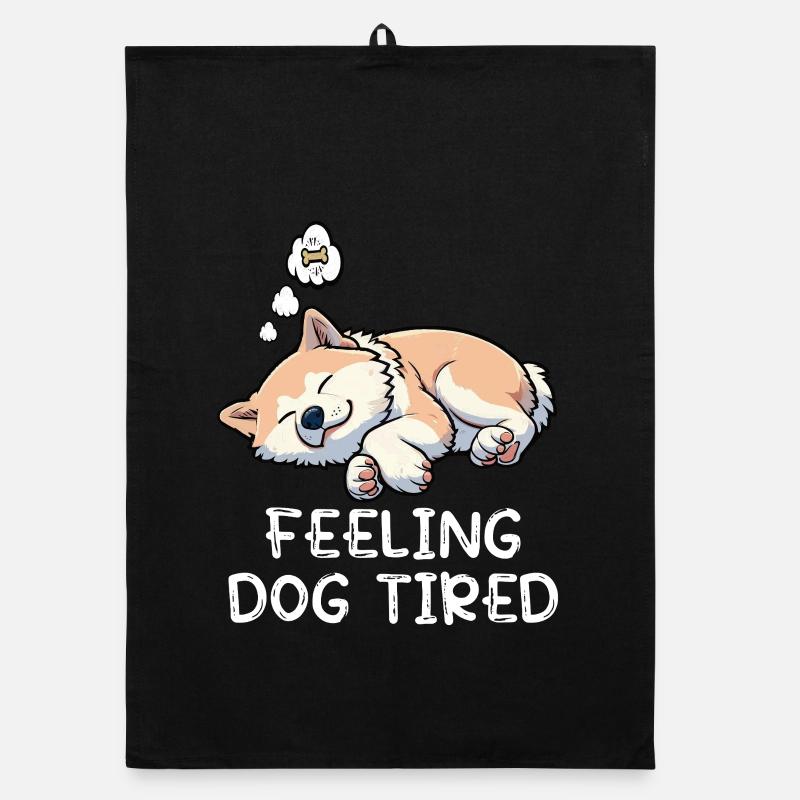 Feeling Dog Tired Akita Akitabesitzer Akitas  Organic Geschirrtuch